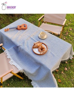 Buy Tablecloth, Terylene Cotton With Tassel End Table Dustproof Cover, Picnic Blanket, Damp Proof, Grey in Saudi Arabia