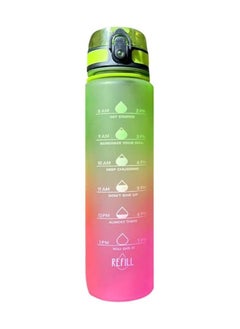 Buy VIO Leakproof Durable Water Bottle, Motivational Bottle with Sipper For Adults and Kids Unbreakable Time Mark Water Bottle for Gym Office School Home Camping Hiking Fitness Green Pink in UAE