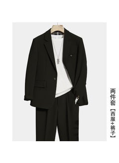 Buy Mens Casual Suit Set Spring Summer Trendy Loose Korean Style Black [two-piece] suit + pants in UAE