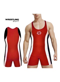 اشتري Spall Mens Wrestling Suit One Piece Wrestling Singlet Bodysuit Underwear Sport Bodysuit Gym Outfit Breathable في الامارات