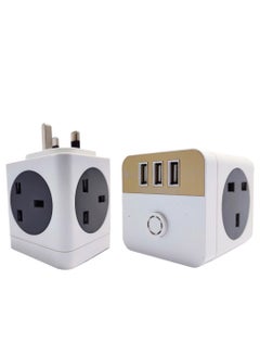 Buy Travel Adapter with Multiple USB Ports, 3 USB Ports and 4 Triple Ports with a Safety Switch in Saudi Arabia