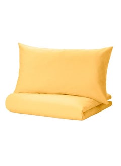 Buy Duvet Cover and Pillowcase Yellow 150x200 and 50x80 cm in Saudi Arabia