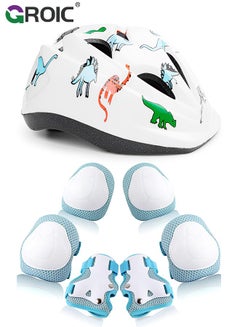 Buy Kids Bike Helmet Set Skateboard Knee Pads - Kids Helmet Elbow Pads Wrist Guards Adjustable for 3~10yrs Girl Boy Kids Protective Gear Set for Sport Cycling Bike Roller Skating Scooter in UAE