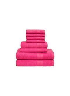 Buy COMFY 8 PIECE COMBED COTTON FUSCHIA PINK HOTEL QUALITY COMBED COTTON TOWEL GIFT SET in UAE