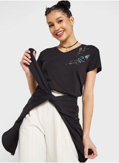 Buy Urban Minx Sequin Graphic Detail T-Shirt in UAE