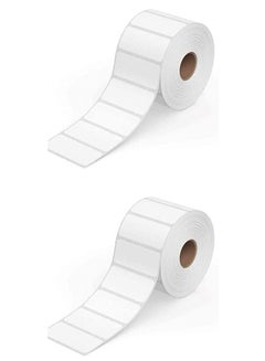 Buy Direct Thermal Barcode Labels - 1000 Labels/Roll, White Self-Adhesive Stickers for Barcoding, 50mmx25mm, 2 Rolls/Pack (2000 Labels) in UAE