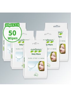 Buy Nateen Baby Wipes,50pcs Individual Pack Baby Wet Wipes,Ultra-Pure Water Wipes for Baby,Easy Carry Out Wipes Travel Size,Specific for Mouth and Hands Cleaness. in UAE