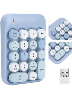Buy Wireless Numeric Keypad Retro Style Round Keycaps 18 Keys Portable Number Keyboard with USB Receiver in Saudi Arabia