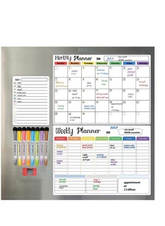 Buy COOLBABY Magnetic Dry Erase Calendar Whiteboard for Refrigerator 3 Boards Included Monthly Weekly Daily Calendar Whiteboard for Family Planner Kitchen Schedule Board 6 Markers 1 Eraser in UAE