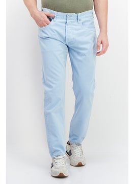 Buy Men Relaxed Fit Plain Non-Stretchable Jeans, Light Blue in UAE