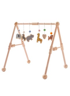 Buy Wooden Baby Gym with 5 Infant Activity Toys,Foldable Frame Hanging Bar,Toddler Activity Center with Pull Ring,Wood Gyms for Newborn Gift for Girl & Boy in Saudi Arabia