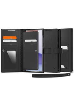 Buy Wallet S Plus for Samsung Galaxy S24 ULTRA case cover folio [7 Cards + Cash] - Black in UAE