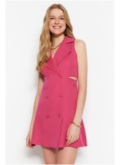 Buy Fuchsia Jacket Collared Mini Woven Cut Out/Window Detail Dress TWOSS23EL00608 in Egypt