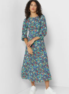 Buy Floral Puff Sleeve Tiered Dress in Saudi Arabia