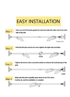 Buy Tension Rod Curtain Shower Adjustable Stretch Spring Easy to Install Size 110 x200 CM in UAE