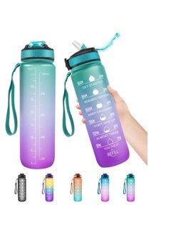 Buy Vio Motivational Water Bottle With Time Marker Leakproof Sturdy Daily Use For Fitness School Gym Office workout and Outdoor Sports in UAE