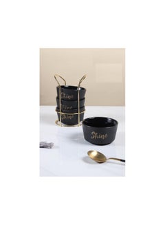 Buy Porcelain Soup Mug Set of 4 Pieces, Black Marble SB361SYS-BLACK in Egypt