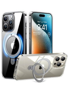 Buy Magnetic Ostand Designed for iPhone 15 Pro Max Case, [Military Grade Drop Tested][Compatible with MagSafe][Build in Kickstand] Translucent Slim Hard Back Soft Edge Anti-Fingerprint, Clear in UAE