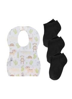 اشتري Star Babies Combo Pack of 2 (Kids socks pack of 3, Disposable Bibs Pack of 10) - Black في الامارات