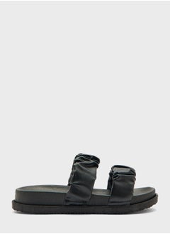 Buy Double Strap Faux Leather Slide in Saudi Arabia