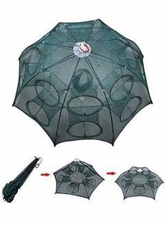 Buy Fishing Net Trap Portable Folding Collapsible Crab Network Immersion Bait Shrimp Crayfish Cage Tiddler Trap Mesh Automatic 16 Holes--Green in Saudi Arabia