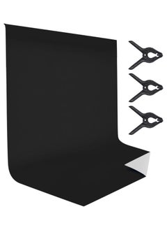 اشتري Photography Background Screen Washable Polyester with 3-Piece Backdrop Clamps Black في السعودية