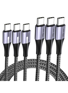 Buy 5A Fast Charging 100W Type C Cable, 3 Pack, 6.6ft, USB C to USB C Nylon Braided Data Sync Transfer Cord Compatible with Samsung Galaxy, MacBook, iPad, Iphone in Saudi Arabia