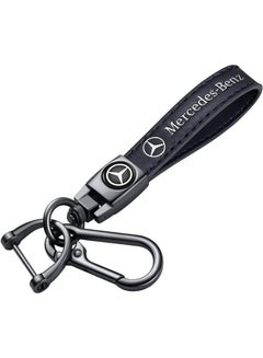 Buy Mercedes Leather Keychain with 360 Degree Rotatable D-ring and Screwdriver - Black in Egypt
