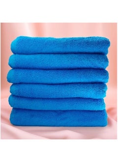 Buy 6 Pieces Hand Towel Set - 100% Cotton Premium Quality - Highly Absorbent - Blue - Made In Pakistan in UAE