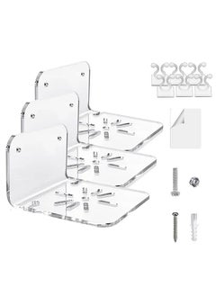 اشتري (Set of 3) Acrylic Floating Wall Shelves for Security Cameras, Baby Monitors, Speakers- Universal Adhesive Small Wall Shelf with Cable Clips في الامارات