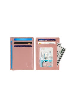 اشتري Slim Wallet Leather Cardholder Minimalist RFID Protected Pink في الامارات