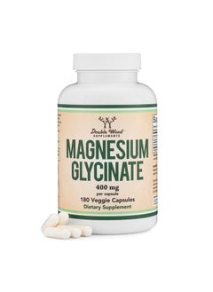 Buy Magnesium Glycinate 400mg, 180 Capsules (Vegan Safe, Manufactured and Third Party Tested in The USA, Gluten Free, Non-GMO) High Absorption Magnesium by Double Wood Supplements in UAE