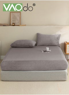 Buy 3PCS Deep Pocket Queen Sheets Set Air Mattress Sheets with Deep Pocket Moisture Wicking Soft Cooling Bedding Sheets & Pillowcases Light Grey 180*200CM in UAE