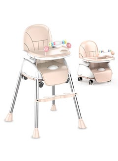 Buy Baby High Chair 2 In 1 Baby Feeding Chair Toddler Dining Chair wtih Double Tray and Wheels in UAE