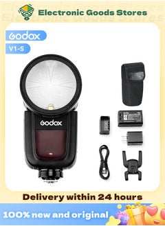 Buy GODOX V1 V1-S Round Head Camera Flash for Sony, 2.4G TTL Sony Flash Speedlite, 1/8000 HSS Speedlight for Sony, Rechargeable Li-ion Battery, 480 Full Power Shots, 10 Level LED Modeling Lamp in Saudi Arabia