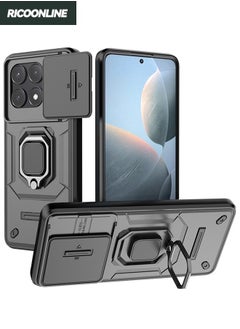 Buy Xiaomi POCO X6 Pro Back Cover, Xiaomi POCO X6 Pro Case with Slide Camera Cover, Military Grade Heavy Duty Shockproof Phone Case Cover with Kickstand for Xiaomi POCO X6 Pro 5G, Black in UAE