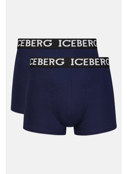 اشتري Men 2 Piece Brand Logo Trunks, Navy Blue في الامارات