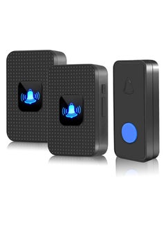 Buy Wireless Doorbell, Battery Operated Doorbell, Easy installation Portable Waterproof Door Bell kit with 1000 Feet Long Range, 55 Chimes Adjustable Volume, 2 Buttons 1 Receiver, Black in Saudi Arabia