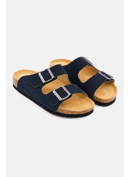 Buy Men Plain Slip On Cork Sandals, Navy Blue in UAE