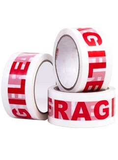 اشتري Fragile Tape Roll 5 cm Width x 66 meters Length, Strong Adhesive Red Fragile Warning Packing Tape for Shipping and Moving (3 Rolls) في الامارات