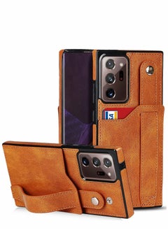 Buy Case for Samsung Note 20 Ultra Wallet with Adjustable Wrist Strap Kickstand PU Leather Credit Card Holder Hybrid Protective Cover Galaxy 5G 6.9" Brown in UAE