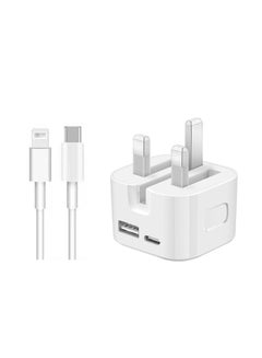 Buy 35W Fast Charge Wall Plug, 2 Ports PD&QC 3.0 Fast Charger Plug Compatible for iPhone, iPad, Galaxy, Huawei etc in UAE