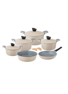 Buy 12-piece cookware set made of high-quality granite with Korean materials and specifications and Saudi industry in Saudi Arabia