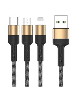 Buy 3 in 1 Fast Charging Cable up to 5A For Iphone Type C and Micro USB in UAE