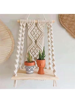 Buy Macrame Indoor Wall Hanging Shelf Hand Woven Bohemian Décor 48x33 in Egypt