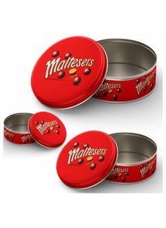 Buy Set of Metal Cake Chocolate Biscuit Food Storage Box Round Boxes Different Sizes Easy to Carry and Store Stackable Biscuit Food Storage Boxes (Maltesers) in Egypt