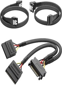 اشتري KabelDirekt 819 0.6m 30cm 15-pin SATA to 2 x power cable + 60cm 7-pin 3 data 6 Gbit/s 90 ° angled black في مصر