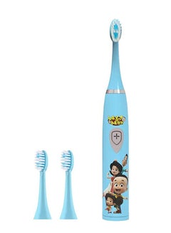 Buy Electric Toothbrush for Kids Rechargeable Cartoon Printed Children Toothbrush with 2x Replacement Brush Heads Battery Operated Blue in UAE