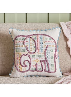 Buy Glimmer Elephant Printed and Embroidered Filled Cushion 40 x 40 cm in UAE