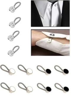 Buy 12pcs Metal Collar Extender Buttons for Shirt Dress Pants Coat (White-Black-Silver) in Egypt